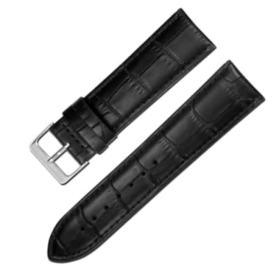 Watchband / 各品牌通用 替用 柔軟 壓紋真皮錶帶 黑色