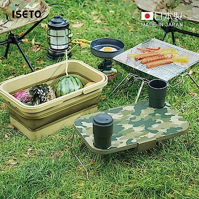 【日本ISETO】日製二合一野餐露營折疊式提籃餐桌(附卡扣)