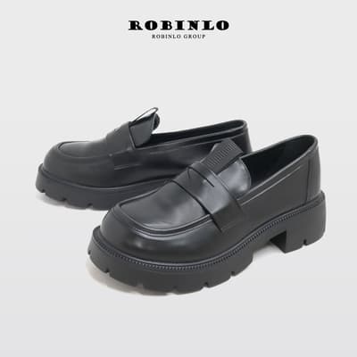 ROBINLO時髦酷甜鋸齒厚底鬆糕樂福鞋 黑色