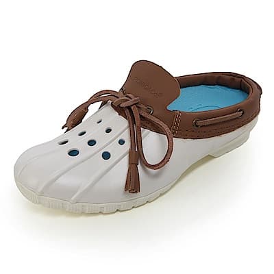 (女)Ponic&Co美國加州環保防水洞洞半包式拖鞋-灰白色