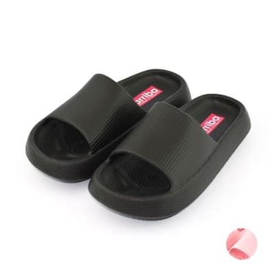 ARRIBA艾樂跑童鞋-厚底輕量涼拖鞋-黑/粉(TD6323)
