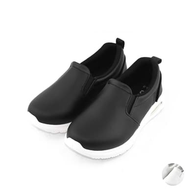 ARRIBA艾樂跑童鞋-素色皮質百搭休閒鞋-白/黑(TD6326)