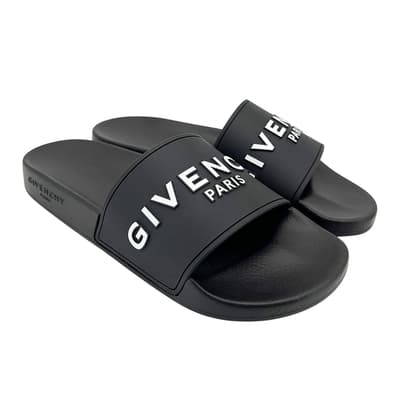Givenchy 品牌logo橡膠平底涼鞋/拖鞋(黑)