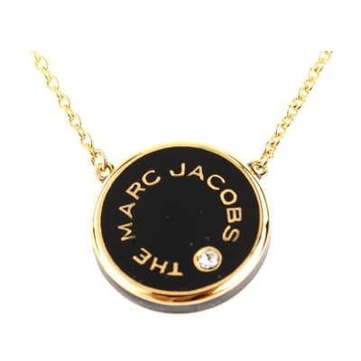 MARC JACOBS The Medallion 金琺瑯鑽飾圓牌項鍊(黑色)