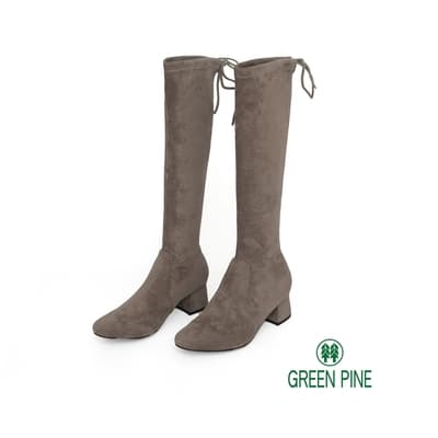 Green Pine 人氣率性彈力絨料中跟長靴 灰色 (00180362)