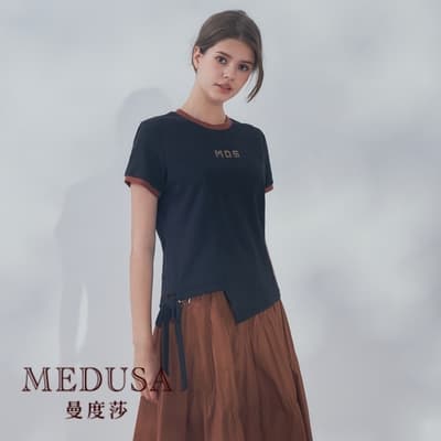 現貨【MEDUSA 曼度莎】MOS側綁結撞色T恤（M-XL）｜女上衣 短袖上衣 女T恤