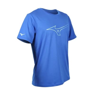 MIZUNO 男短袖T恤-吸濕排汗 抗UV 咖啡紗 台灣製 慢跑 美津濃 32TA200722 藍水藍