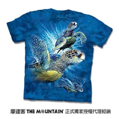 【摩達客】美國進口The Mountain 尋九海龜群 純棉環保短袖T恤