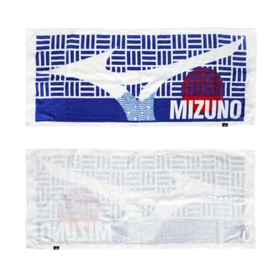 MIZUNO 日製運動毛巾-純棉 海邊 游泳 戲水 慢跑 美津濃 32JY211214 藍紅白