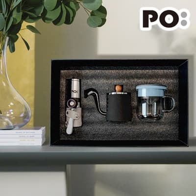 【PO:Selected】丹麥手沖咖啡三件禮盒組2.0(咖啡壺-黑/玻璃杯350ml-黑藍/咖啡磨2.0)
