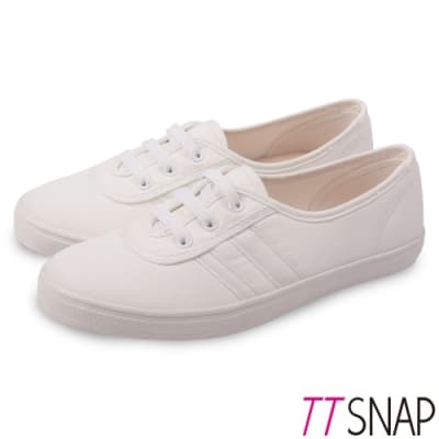 TTSNAP帆布鞋-微尖頭顯瘦纖細平底鞋 白