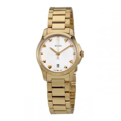 GUCCI G-Timeless系列 經典時尚白面石英腕錶(YA126576)x27mm