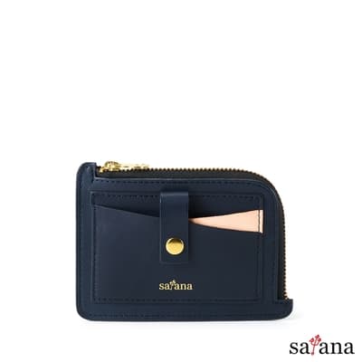 satana - Leather 心革調卡片零錢包-夜藍
