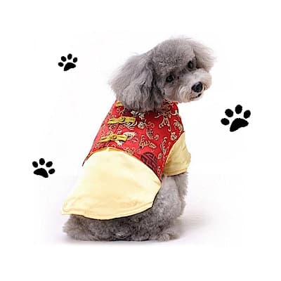 摩達客寵物系列♥中小型犬紅金色喜氣唐裝(變身系列狗衣服)