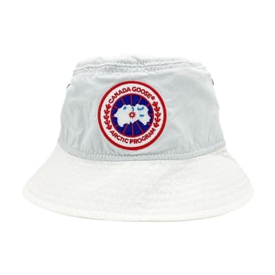 Canada Goose 品牌徽章帆布漁夫帽(白)