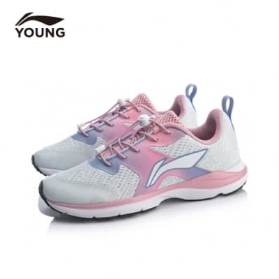 LI-NING 李寧 女童輕量減震跑步鞋 童鞋 粉紅藍(YKFQ062-4)