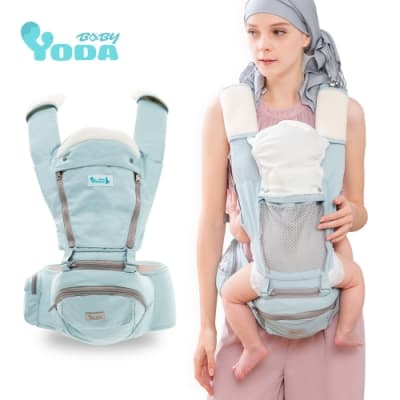 YODA全配花色透氣儲物座椅式揹帶-優雅藍