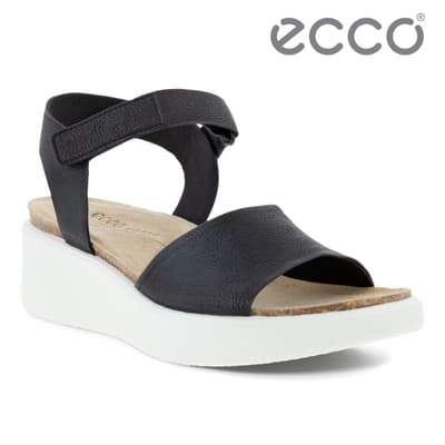 ECCO FLOWT WEDGE CORK W 柔暢酷型休閒涼鞋 女鞋 黑色