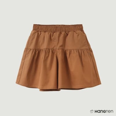 Hang Ten-女童-鬆緊腰頭造型褲裙-棕
