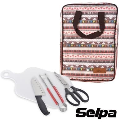 韓國SELPA 移動廚房五件組 砧板 料理刀 剪刀 露營 野餐