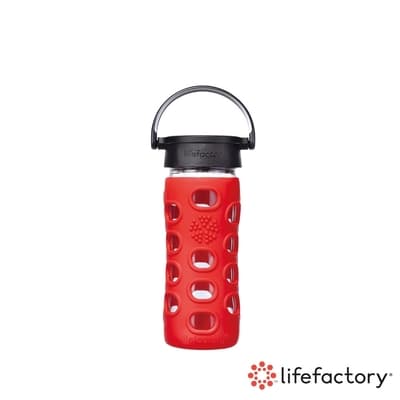 lifefactory 玻璃水瓶平口350ml-紅色(CLAN-350-RDB)