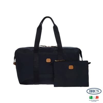 BRICS 義大利時尚 黑/深藍 X-Bag 2合1摺疊旅行袋 附小側背包背帶 旅行袋 摺疊收納袋 購物袋