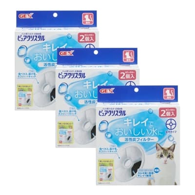 日本GEX-飲水器活性碳替換芯-三盒入-貓用/複數貓替換用-(貓用飲水器濾芯)