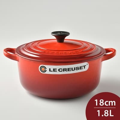 法國Le Creuset 琺瑯鑄鐵圓鍋 18cm 1.8L 櫻桃紅 法國製