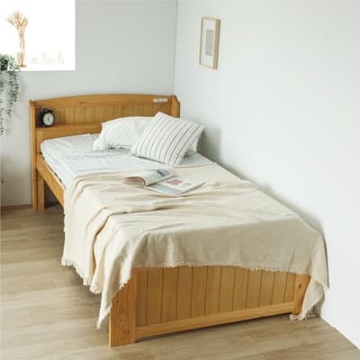 完美主義 木紋3.6尺附插座加高單人床架/床台/床板高度可調(2色)