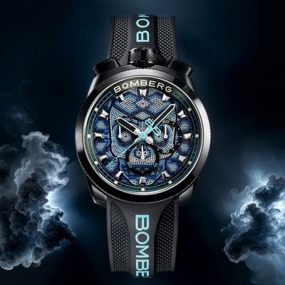 BOMBERG 炸彈錶 BOLT-68 石英藍色珍珠骷髏頭錶-45mm