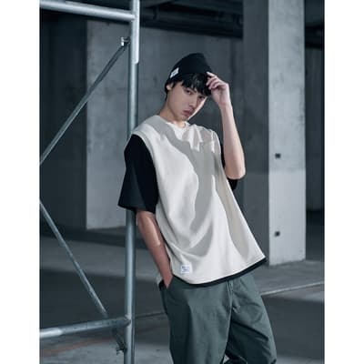NAVY-背心式口袋短T(二色)-男【E1NA045】