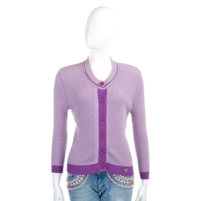 SEE BY CHLOE 紫白色格紋針織外套