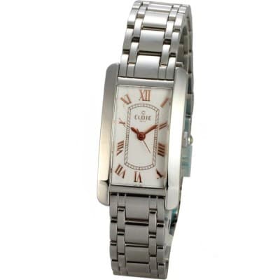 Cloie 魅力時尚方型錶時尚鋼帶腕錶-白/玫瑰金/21mm/福利品