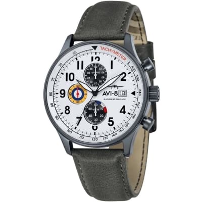 AVI-8 飛行錶 HAWKER HURRICANE 潮流手錶-白x黑/42mm