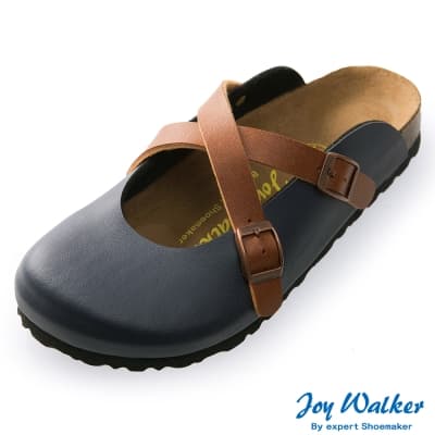 Joy Walker 經典交叉包頭拖鞋*藍咖