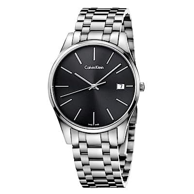 Calvin Klein 卓越菁英藍寶石玻璃石英腕錶(K4N21141)-黑色/40mm