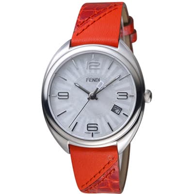 芬迪 FENDI Momento放射紋飾腕錶-35mm/紅