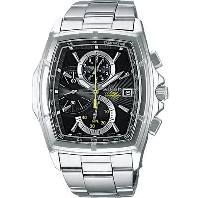 WIRED 世紀之戰三眼計時腕錶(AQ8013X1)-黑/36mm