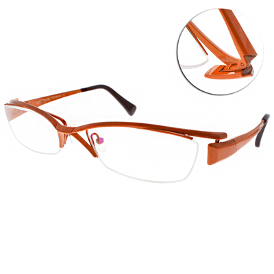 EOS眼鏡 純鈦半框/橘#EOSJ1009 L05