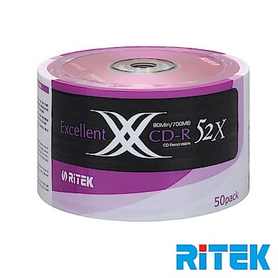 RITEK錸德 52X CD-R白金片 X版/300片裸裝