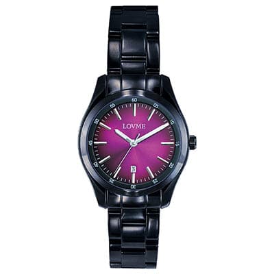 LOVME 都會簡約風腕錶-紫xIP黑/31mm