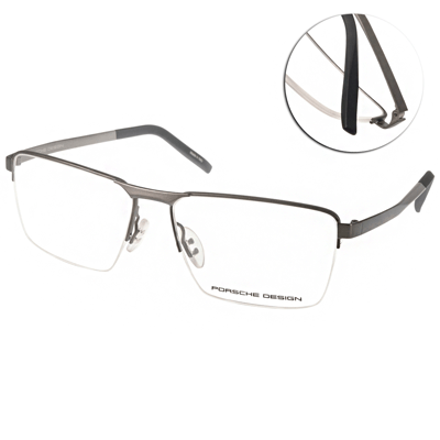 Porsche Design眼鏡 時尚半框款/銀#PO8304 B