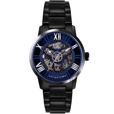 RELAX TIME RT61X系列 羅馬鏤空機械錶(RT-61X-5)-藍x黑45mm