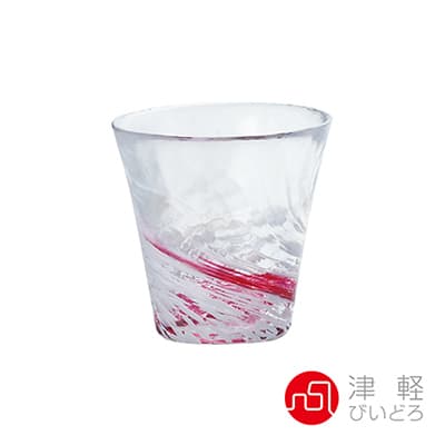 日本ADERIA津輕 漩渦玻璃燒酌杯260ml-紅
