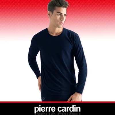 Pierre Cardin皮爾卡登 舒適保暖彈力棉圓領長袖衫-2入組