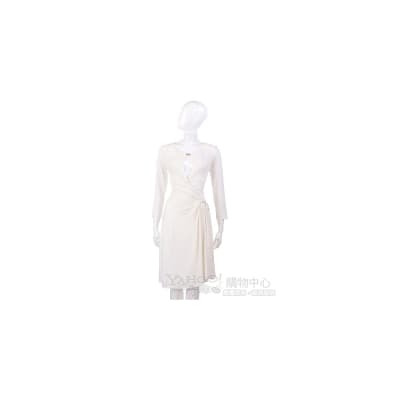PAOLA FRANI 米白色鏤空深V款腰環飾洋裝