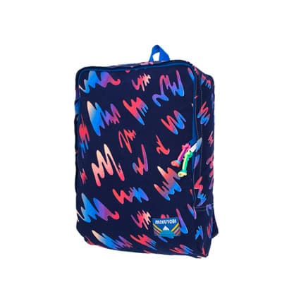 MOKUYOBI/Tucson Bag/L.A空運繽紛塗鴉印花旅行多功能筆電後背包-深藍色