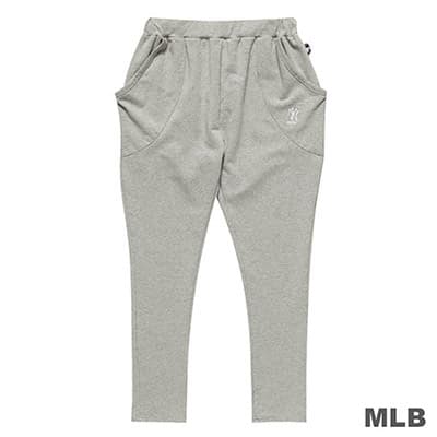 MLB-紐約洋基隊LOGO繡花飛鼠長褲-麻灰 (女)