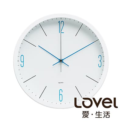 Lovel 25cm潔淨藍白膠框靜音時鐘-共3款