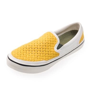 (男/女)Ponic&Co美國加州環保防水編織懶人鞋-白黃